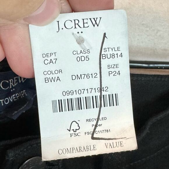 J. Crew Black Stovepipe Straight Jean in Signature Stretch Size 24P - Picture 7 of 7